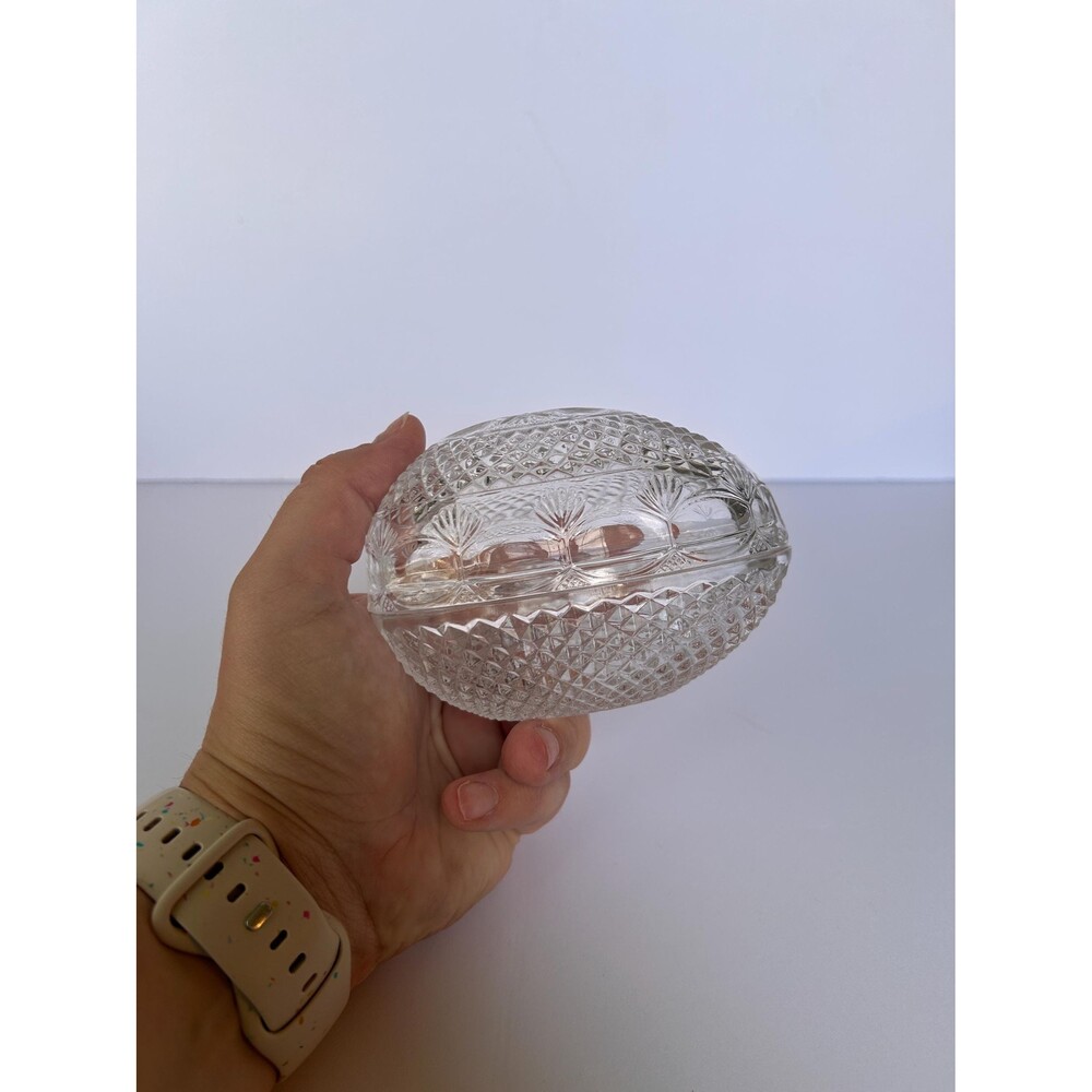 Vintage 1977 Avon Fostoria Clear Lead Crystal Egg Shaped Trinket Dish